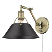 Golden Canada 3306-A1W AB-BLK - Yep by Golden Lighting Orwell 1-light Swing Arm Wall Lamp in Aged Brass and Matte Black shade